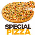 Special Pizza topped with grilled chicken, seasoned beef, black olives, green bell peppers, red capsicum, mozzarella cheese, and signature sauce on a freshly baked golden crust.