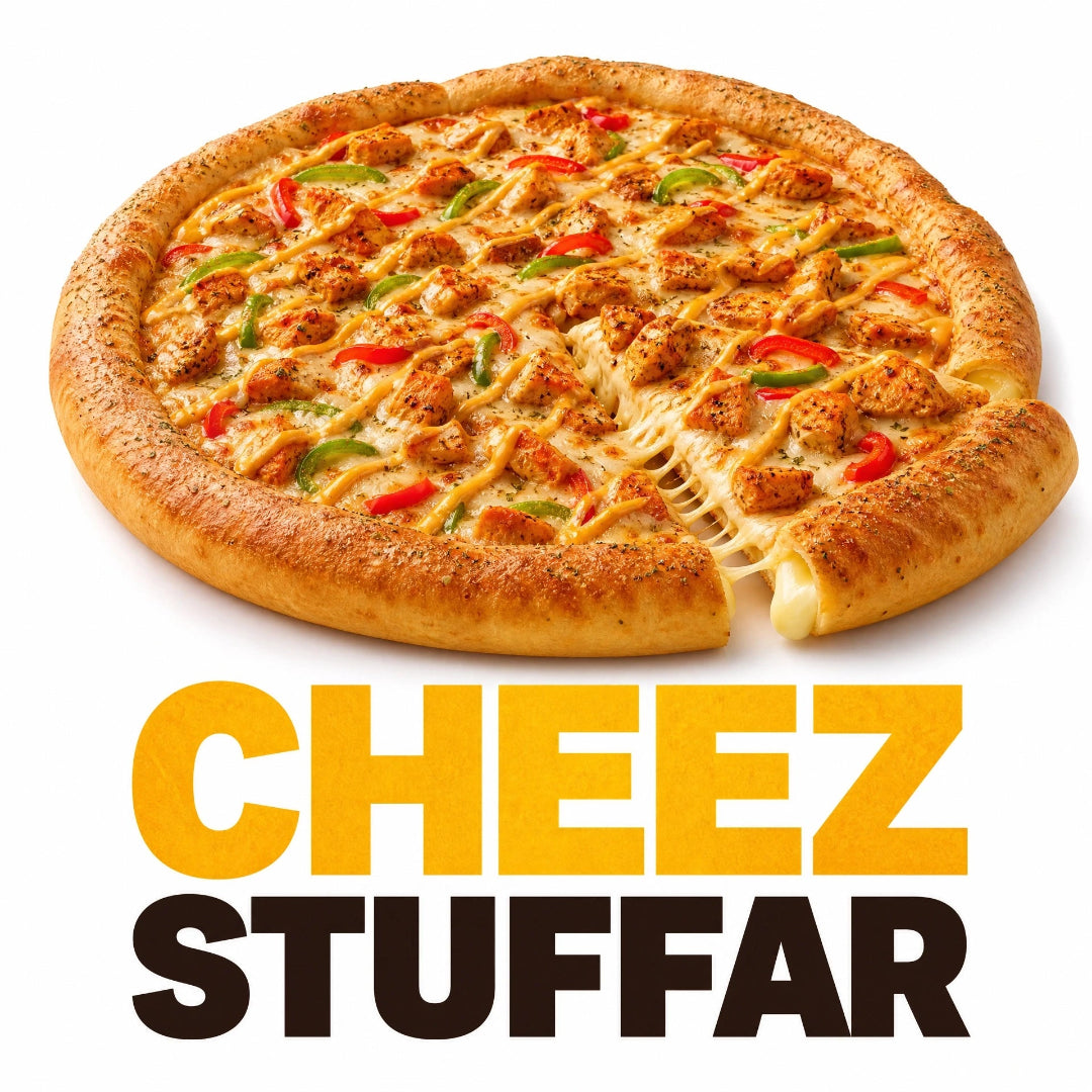 Cheez Stuffar Pizza with cheese stuffed crust and grilled chicken